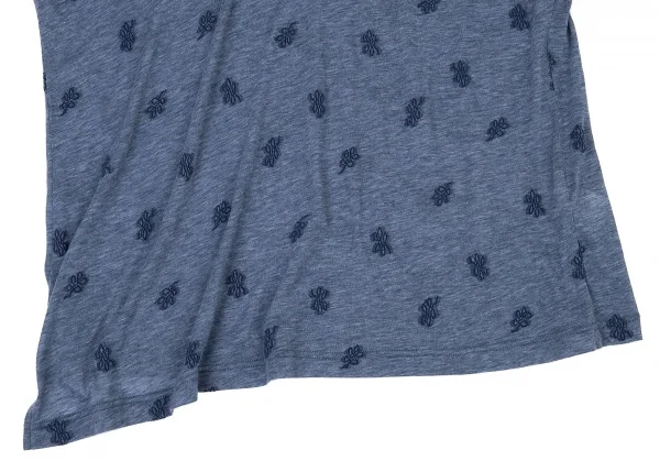 ワイズY's 総柄刺繍ノースリーブ 杢ブルー2 K-73578_007