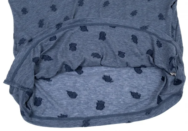 ワイズY's 総柄刺繍ノースリーブ 杢ブルー2 K-73578_008