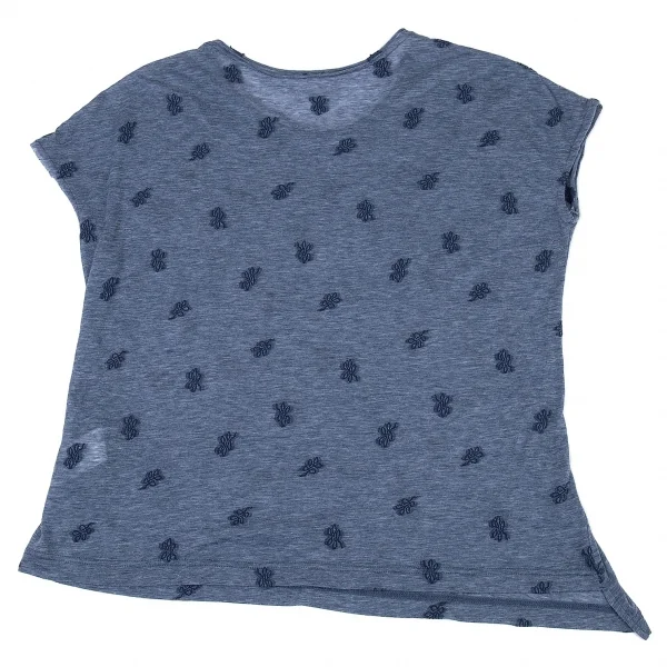 ワイズY's 総柄刺繍ノースリーブ 杢ブルー2 K-73578_009