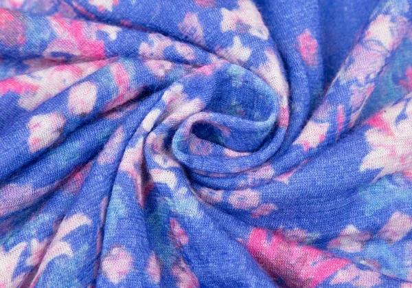 ワイズY's ウールフローラルプリントカットソー 青ピンク2 K-73586_011