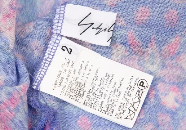 ワイズY's ウールフローラルプリントカットソー 青ピンク2 K-73586_012