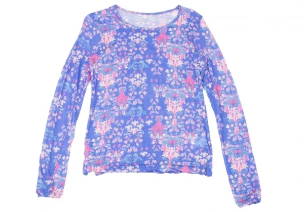 ワイズY's ウールフローラルプリントカットソー 青ピンク2 K-73586_002