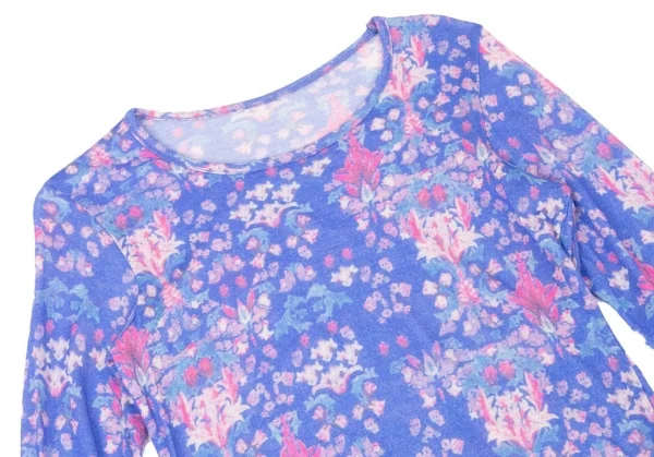 ワイズY's ウールフローラルプリントカットソー 青ピンク2 K-73586_003