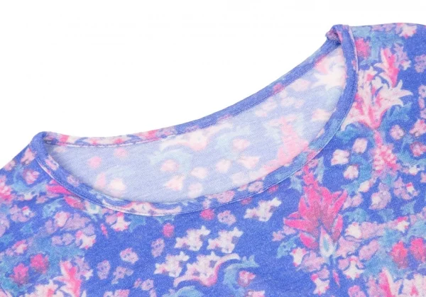 ワイズY's ウールフローラルプリントカットソー 青ピンク2 K-73586_004