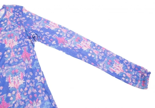 ワイズY's ウールフローラルプリントカットソー 青ピンク2 K-73586_005