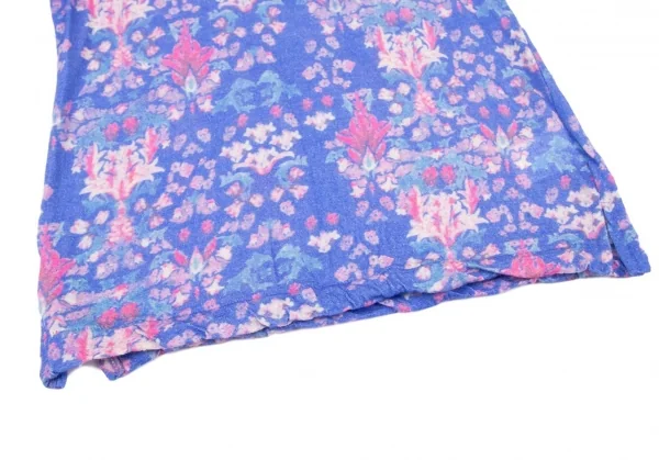 ワイズY's ウールフローラルプリントカットソー 青ピンク2 K-73586_007