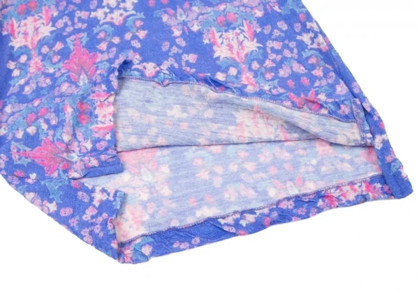 ワイズY's ウールフローラルプリントカットソー 青ピンク2 K-73586_008