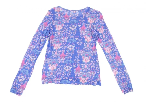 ワイズY's ウールフローラルプリントカットソー 青ピンク2 K-73586_009