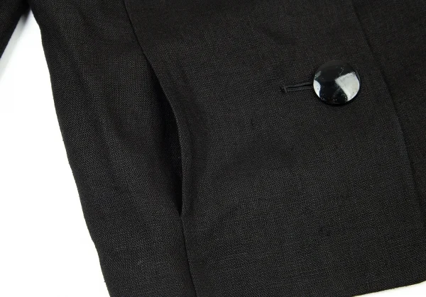 レキップヨシエイナバL'EQUIPE YOSHIE INABA リネンスタンドカラービッグボタンジャケット 黒38 K-73620_010