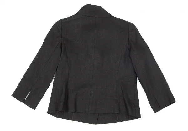 レキップヨシエイナバL'EQUIPE YOSHIE INABA リネンスタンドカラービッグボタンジャケット 黒38 K-73620_012