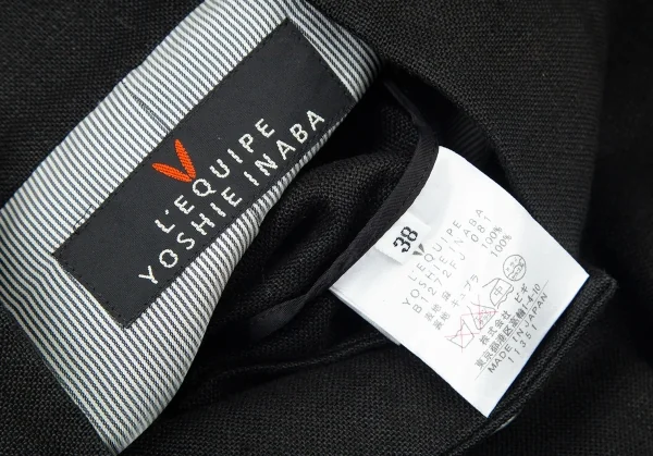 レキップヨシエイナバL'EQUIPE YOSHIE INABA リネンスタンドカラービッグボタンジャケット 黒38 K-73620_014