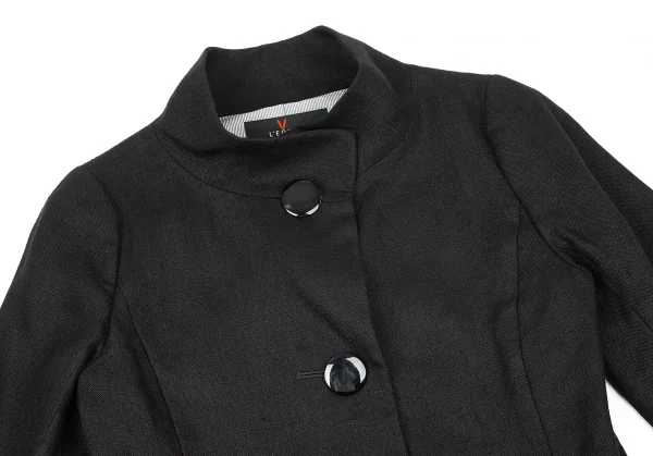 レキップヨシエイナバL'EQUIPE YOSHIE INABA リネンスタンドカラービッグボタンジャケット 黒38 K-73620_003