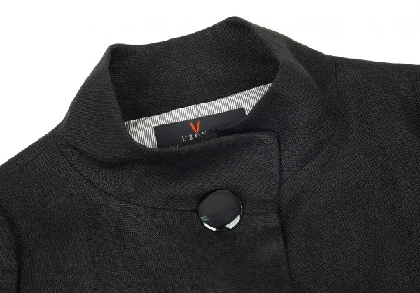 レキップヨシエイナバL'EQUIPE YOSHIE INABA リネンスタンドカラービッグボタンジャケット 黒38 K-73620_005