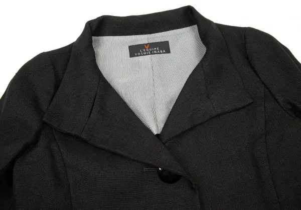 レキップヨシエイナバL'EQUIPE YOSHIE INABA リネンスタンドカラービッグボタンジャケット 黒38 K-73620_006