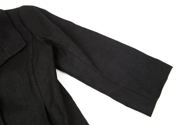 レキップヨシエイナバL'EQUIPE YOSHIE INABA リネンスタンドカラービッグボタンジャケット 黒38 K-73620_007