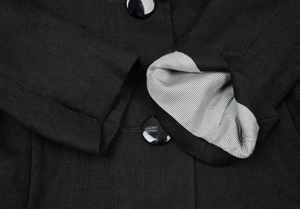 レキップヨシエイナバL'EQUIPE YOSHIE INABA リネンスタンドカラービッグボタンジャケット 黒38 K-73620_008