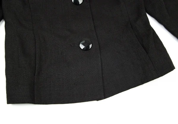 レキップヨシエイナバL'EQUIPE YOSHIE INABA リネンスタンドカラービッグボタンジャケット 黒38 K-73620_009