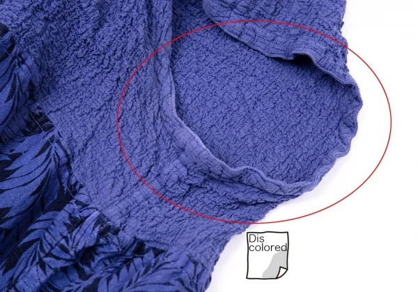 イッセイミヤケ ミーISSEY MIYAKE me カリフラワー切替ボタニカルプリントノースリーブ 青M位 K-73646_005