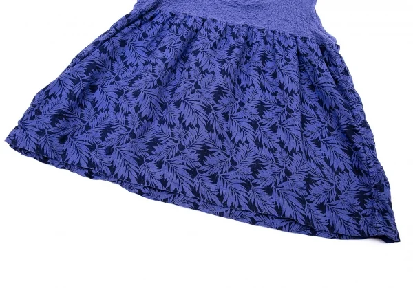 イッセイミヤケ ミーISSEY MIYAKE me カリフラワー切替ボタニカルプリントノースリーブ 青M位 K-73646_009