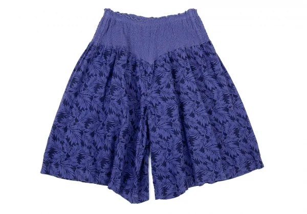 イッセイミヤケ ミーISSEY MIYAKE me カリフラワー切替ボタニカルプリントハーフパンツ 青M位 K-73647_002