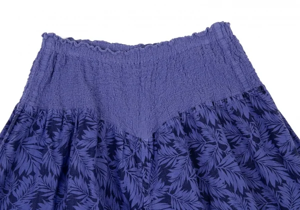 イッセイミヤケ ミーISSEY MIYAKE me カリフラワー切替ボタニカルプリントハーフパンツ 青M位 K-73647_003