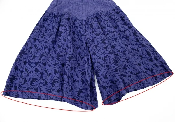 イッセイミヤケ ミーISSEY MIYAKE me カリフラワー切替ボタニカルプリントハーフパンツ 青M位 K-73647_006