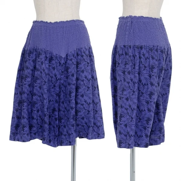 イッセイミヤケ ミーISSEY MIYAKE me カリフラワー切替ボタニカルプリントセットアップ 青M位 K-73648_010