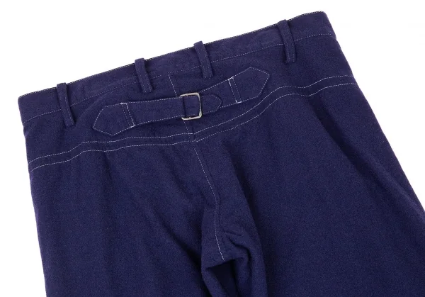 ワイズY's フラノウールステッチシンチバックパンツ 紺1 K-73709_009