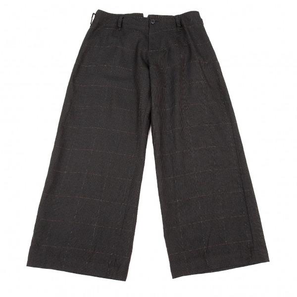 Y's ワイズ 2020AW PRE ほつれ加工 グレンチェックワイドパンツ 黒