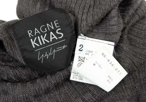 ラグネ キカス ヨウジヤマモトRAGNE KIKAS Yohji Yamamoto シルク混ハイネックレーヨンニット グレー2 K-73799_016