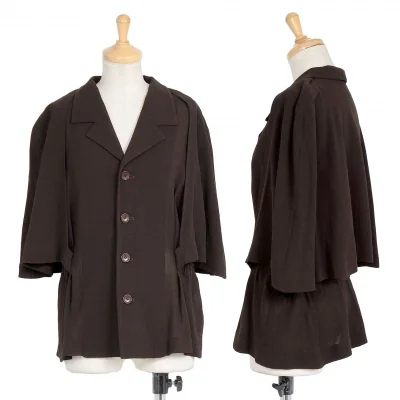 ヨウジヤマモト ファムYohji Yamamoto FEMME ウールジョーゼットショールデザインジャケット