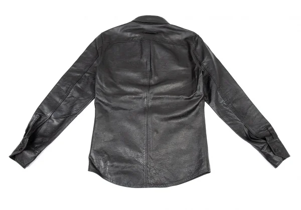 ジャンポールゴルチエ オムJean Paul GAULTIER HOMME 花柄型押しカウレザーシャツジャケット 黒48 K-73891_010