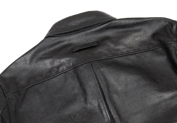 ジャンポールゴルチエ オムJean Paul GAULTIER HOMME 花柄型押しカウレザーシャツジャケット 黒48 K-73891_011