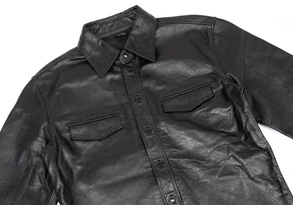 ジャンポールゴルチエ オムJean Paul GAULTIER HOMME 花柄型押しカウレザーシャツジャケット 黒48 K-73891_002