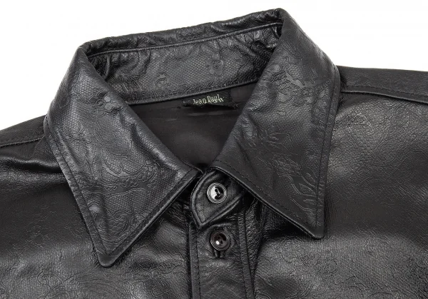 ジャンポールゴルチエ オムJean Paul GAULTIER HOMME 花柄型押しカウレザーシャツジャケット 黒48 K-73891_003