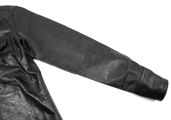 ジャンポールゴルチエ オムJean Paul GAULTIER HOMME 花柄型押しカウレザーシャツジャケット 黒48 K-73891_006