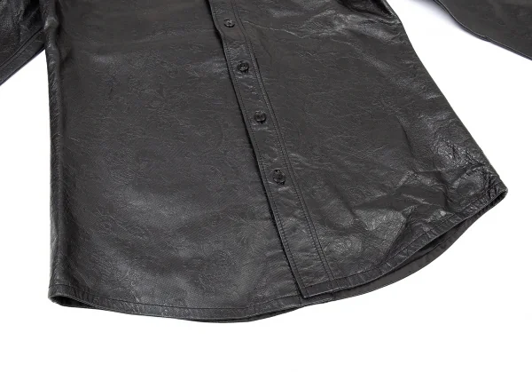 ジャンポールゴルチエ オムJean Paul GAULTIER HOMME 花柄型押しカウレザーシャツジャケット 黒48 K-73891_008
