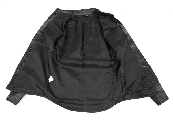 ジャンポールゴルチエ オムJean Paul GAULTIER HOMME 花柄型押しカウレザーシャツジャケット 黒48 K-73891_009