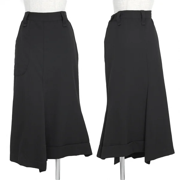 ワイズY's ウールギャバサルエルパンツ風スカート 黒2 K-73949_001