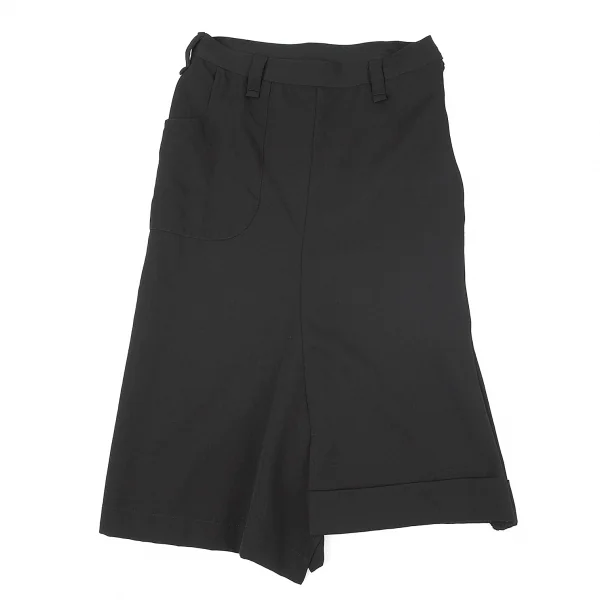 ワイズY's ウールギャバサルエルパンツ風スカート 黒2 K-73949_002