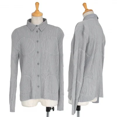イッセイミヤケ ホワイトレーベルISSEY MIYAKE WHITELABEL サークルエンボスプリーツシャツ グレー