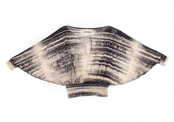 ジャンポールゴルチエJean Paul GAULTIER レタリングプリントパワーネットドルマンカットソー ベージュ黒M位 K-74003_011