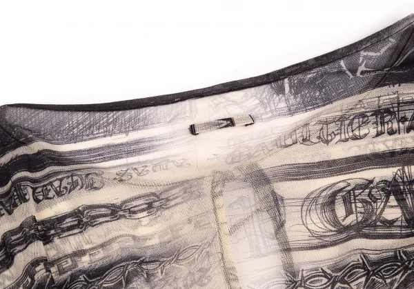 ジャンポールゴルチエJean Paul GAULTIER レタリングプリントパワーネットドルマンカットソー ベージュ黒M位 K-74003_012