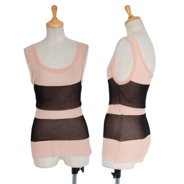 ジャンポールゴルチエJean Paul GAULTIER パワーネットベルト切替タンクトップ ピンク黒M位 K-74005_001