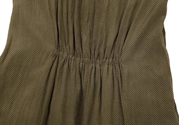 ジャンポールゴルチエ ファムJean Paul GAULTIER FEMME ピンドットプリントシャーリングノースリーブワンピース カーキ40 K-74010_017