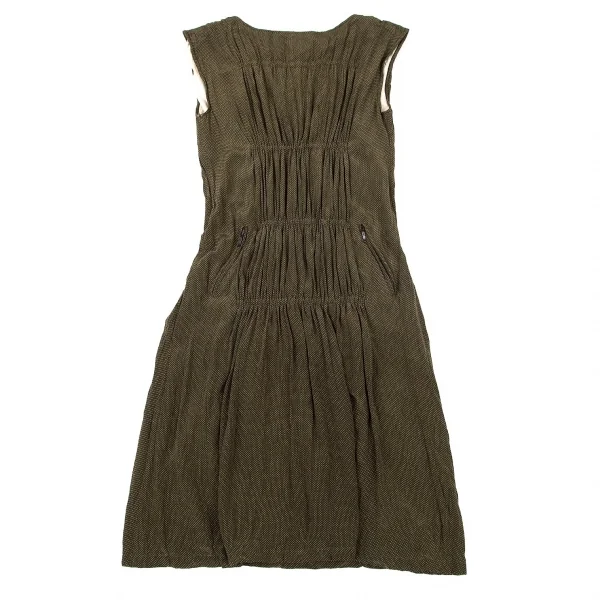 ジャンポールゴルチエ ファムJean Paul GAULTIER FEMME ピンドットプリントシャーリングノースリーブワンピース カーキ40 K-74010_002