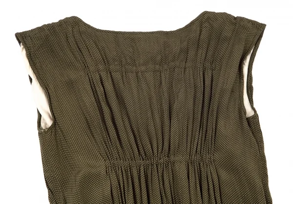 ジャンポールゴルチエ ファムJean Paul GAULTIER FEMME ピンドットプリントシャーリングノースリーブワンピース カーキ40 K-74010_003