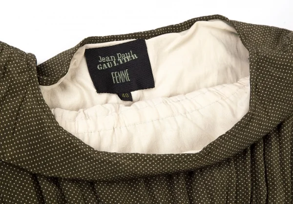 ジャンポールゴルチエ ファムJean Paul GAULTIER FEMME ピンドットプリントシャーリングノースリーブワンピース カーキ40 K-74010_004