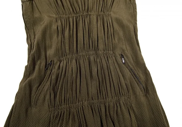 ジャンポールゴルチエ ファムJean Paul GAULTIER FEMME ピンドットプリントシャーリングノースリーブワンピース カーキ40 K-74010_006