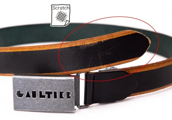 ジャンポールゴルチエJean Paul GAULTIER ロゴくり抜きバックルレザー